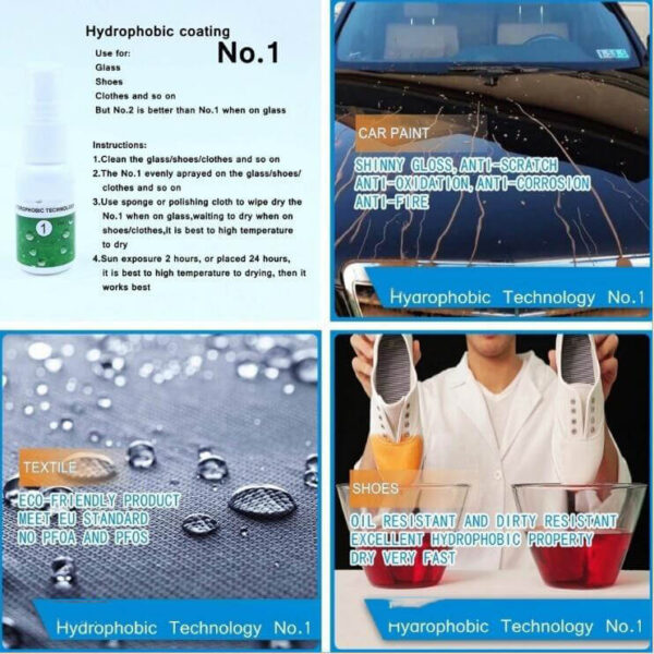 1PCS Liquid Glass Nano Hydrophobic Ceramic Coating For Window Glass Fabric cloth shoes Waterproof Agent spray 3