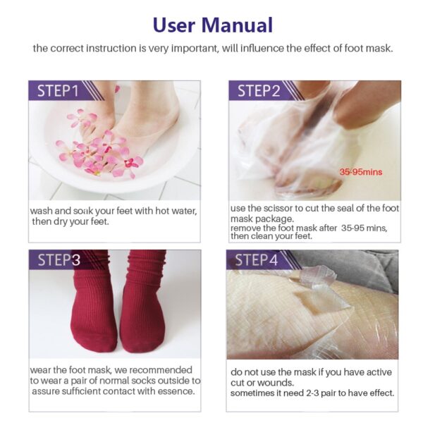 3pair 6 piece Baby Feet Exfoliating Foot Mask Magic Skin Peeling Dead Skin Feet Mask Socks 5