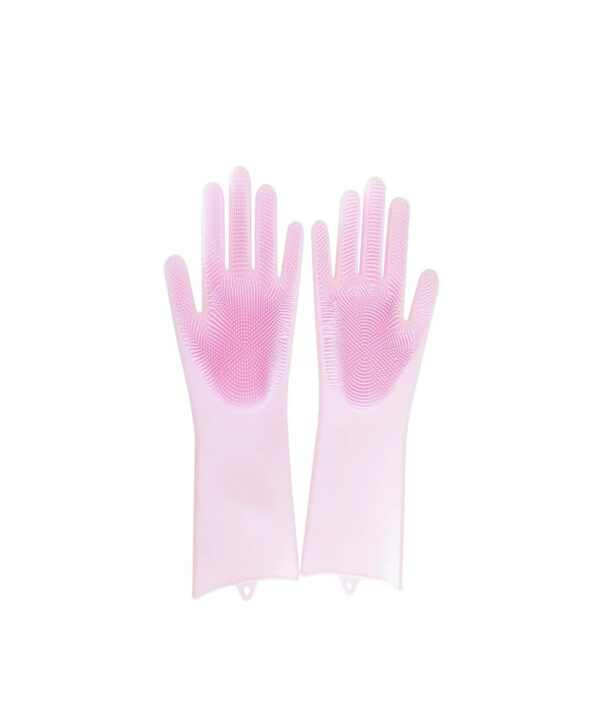 A Pair Magic Silicone Scrubber Rubber Cleaning Gloves Dusting Dish Washing Pet Care Grooming Hair Car 4 1