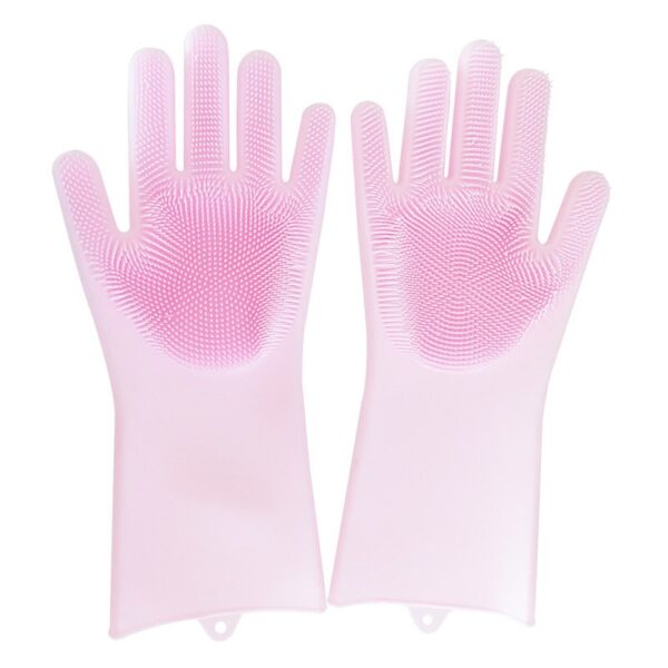 A Pair Magic Silicone Scrubber Rubber Cleaning Gloves Dusting Dish Washing Pet Care Grooming Hair Car 4