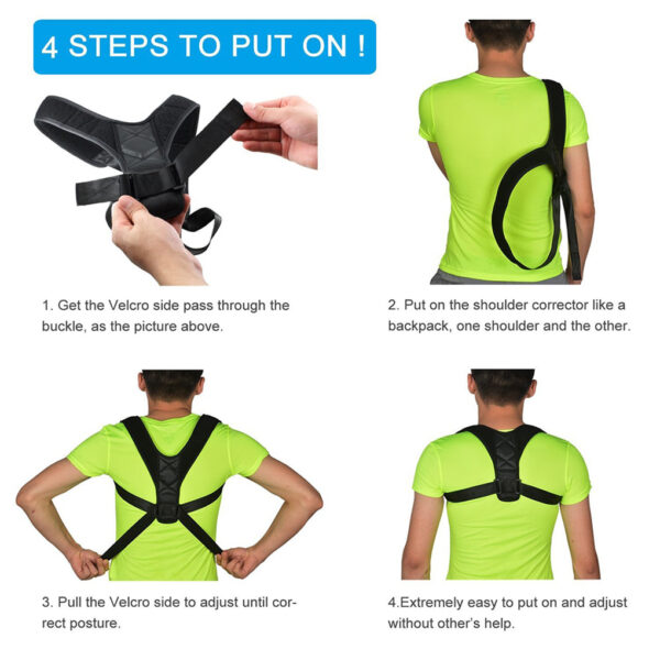 Adjustable Back Posture Corrector Clavicle Spine Back Shoulder Lumbar Brace Support Belt Posture Correction Prevents Slouching 3 1