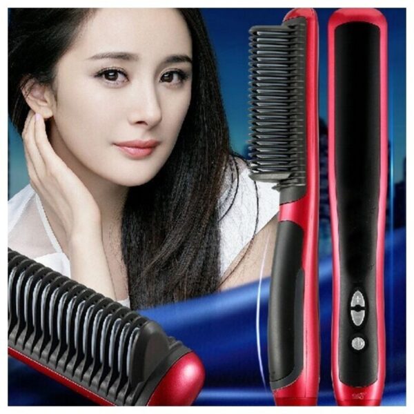 Anti static Ceramic Straightening Brush Comb hair straightener iron Pro LCD Heating Electric Ionic Fast Safe 7