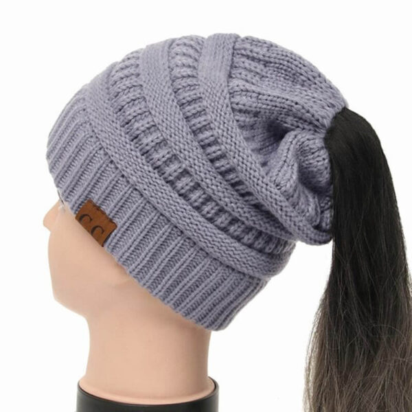 Drop Shipping CC Ponytail Beanie Hat կանացի բարձրորակ փափուկ տրիկոտաժե Beanie ձմեռային գլխարկներ կանանց համար 1 1.jpg 640x640 1 1