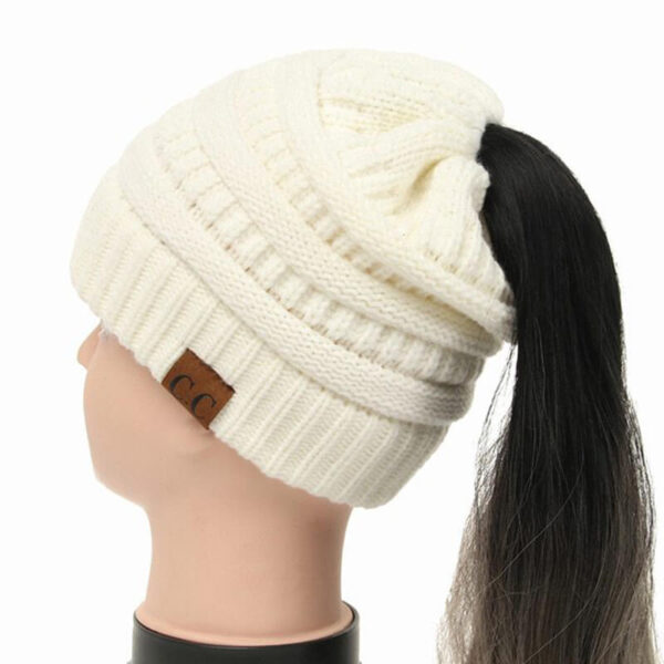 Drop Shipping CC Ponytail Beanie Hat կանացի բարձրորակ փափուկ տրիկոտաժե Beanie ձմեռային գլխարկներ կանանց համար 13 1.jpg 640x640 13 1