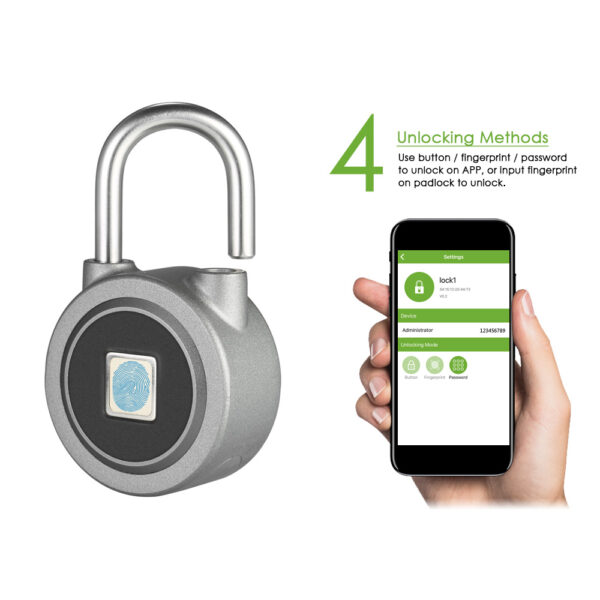 Fingerprint Smart Keyless Lock Waterproof APP Button Password Unlock Anti Theft Padlock Door Lock alang sa Android 4