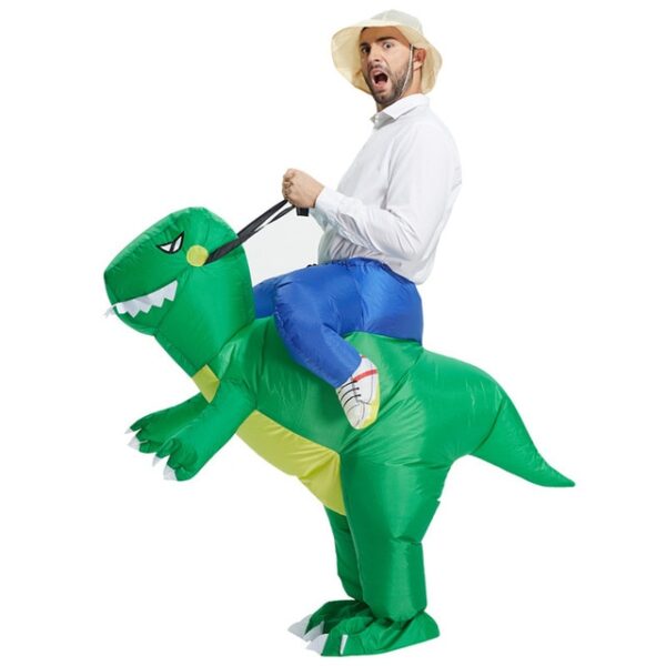 Vazi la kijani kibichi la Dinosori T Rex Farasi wa angani wa Dinosaur Cowboy Vazi la mnyama wa Watoto Wazima Halloween 1.jpg 640x640 1