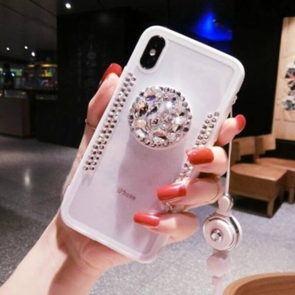 Ang LaMaDiaa 2018 Hot Selling Luxury Fashion Airbag Diamond Bracket Lanyard Phone Cases Alang sa iPhone X 3.jpg 640x640 3