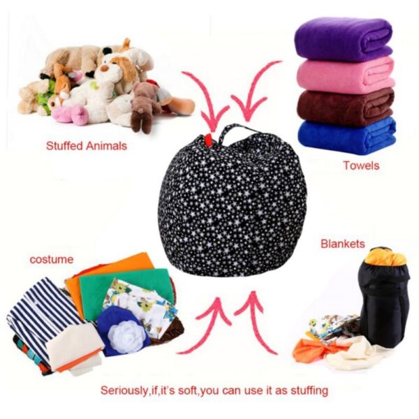 Stuffed Animal Storage Bean Bag Chair Portable Kids Toy Storage Bag Modern Creative Storage Play Mat 1