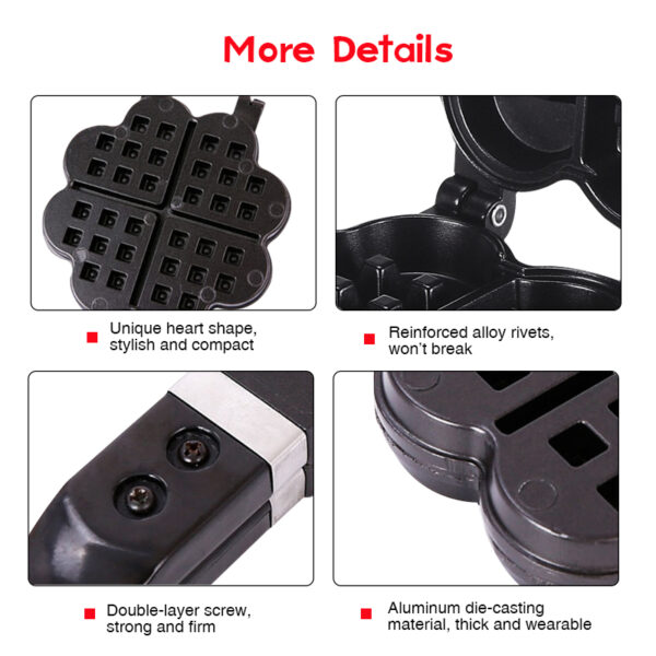 TINTON LIFE DIY Heart Shape Non stick Metal Waffle Maker Waffle Mould kitchen Cake Baking Dish 5