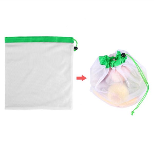 12 vnt. Daugkartinio naudojimo tinklinio audinio maišeliai. Plaunami ekologiški krepšiai, skirti įsigyti maisto prekių parduotuvėse. Vaisinių daržovių žaislai 4