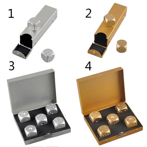 2017 Bag-ong 5 pcs High Quality Silver Gold Color Solid Aluminum Alloy Dominoes Metal Drinking Dice 1