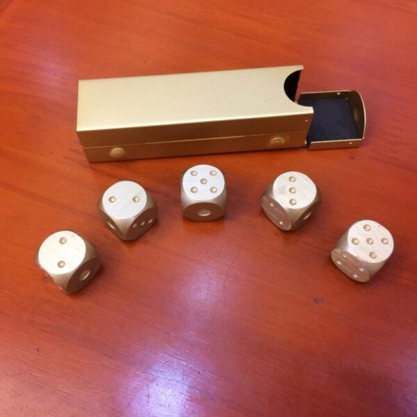 2017 New 5 pcs High Quality Silver Gold Color Solid Aluminium Alloy Dominoes Metal Drinking Dice 4