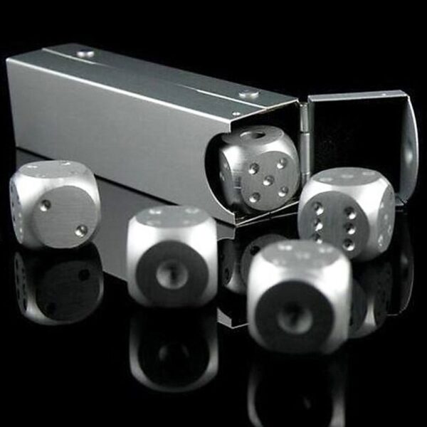 2017 Bag-ong 5 pcs High Quality Silver Gold Color Solid Aluminum Alloy Dominoes Metal Drinking Dice 5