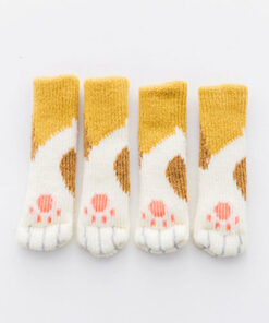 4Pcs Set Cute Cat Paw Table Chair Foot Leg Knit Cover Protector Socks Sleeve Protector Good 1