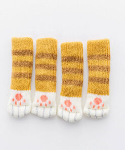 4Pcs Set Cute Cat Paw Table Chair Foot Leg Knit Cover Protector Socks Sleeve Protector Good 2