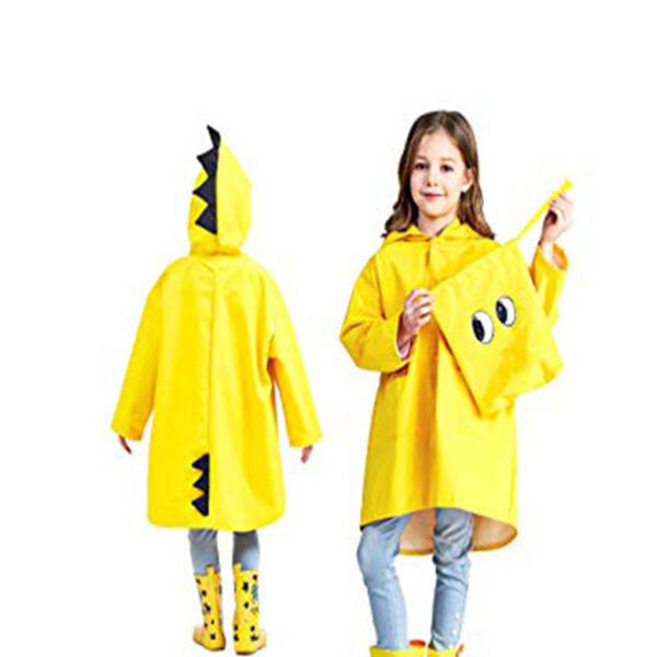 Small Dinosaur School Kids Waterproof Hooded Rain Coat Jacket Poncho Rainsuit JJ 