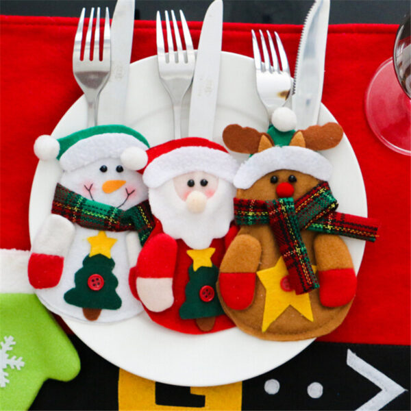 6Pcs 2018 Christmas Decorations For Home Table Dinner Decor Cute Cutlery Suit Knifes Folks Bag Holder 1