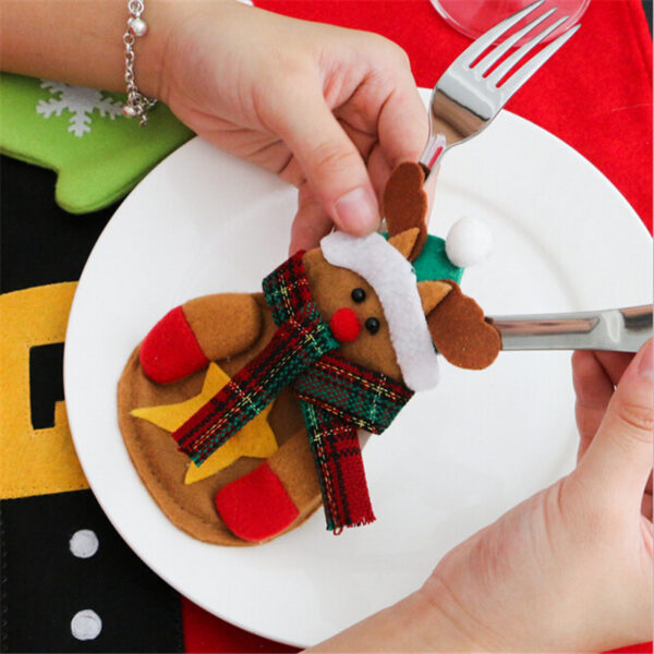 6Pcs 2018 Christmas Decorations For Home Table Dinner Decor Cute Cutlery Suit Knifes Folks Bag Holder 2