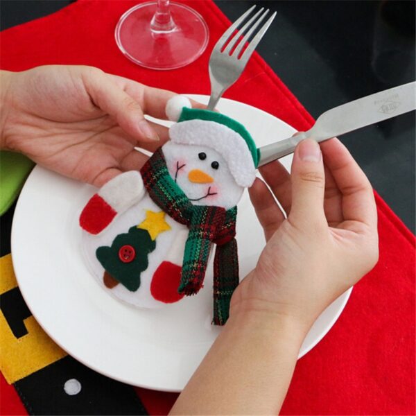 6Pcs 2018 Christmas Decorations For Home Table Dinner Decor Cute Cutlery Suit Knifes Folks Bag Holder 3