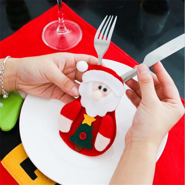 6Pcs 2018 Christmas Decorations For Home Table Dinner Decor Cute Cutlery Suit Knifes Folks Bag Holder 4