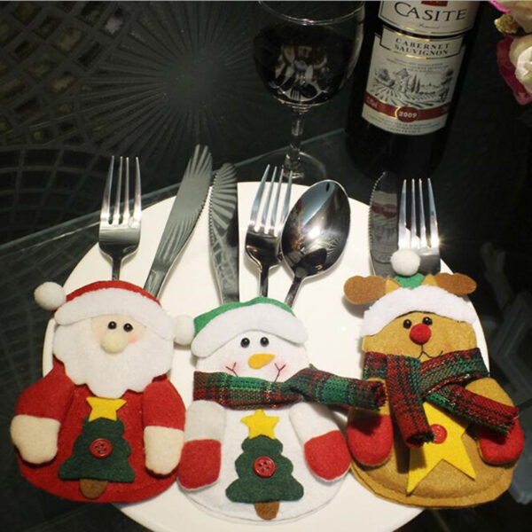 6Pcs 2018 Christmas Decorations For Home Table Dinner Decor Cute Cutlery Suit Knifes Folks Bag Holder 5