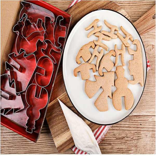 Set de 8 bucăți din oțel inoxidabil 3D Crăciun Cookie Cutter tort tort mucegai Fondant Cutter DIY instrumente de copt 2