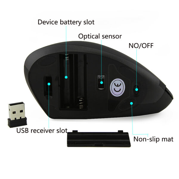 CHYI Wireless Mouse Ergonomic Optical 2 4G 800 1200 1600DPI Mabulokon nga Kahayag sa pulso nga Nag-ayo Mga Patindog nga Mertiko 2