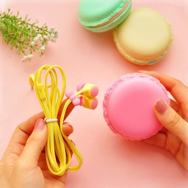 Cute Macaroon Earphones 3 5mm In Ear Earphone With Macaroon Case For Xiaomi Samsung Sony iphone 1