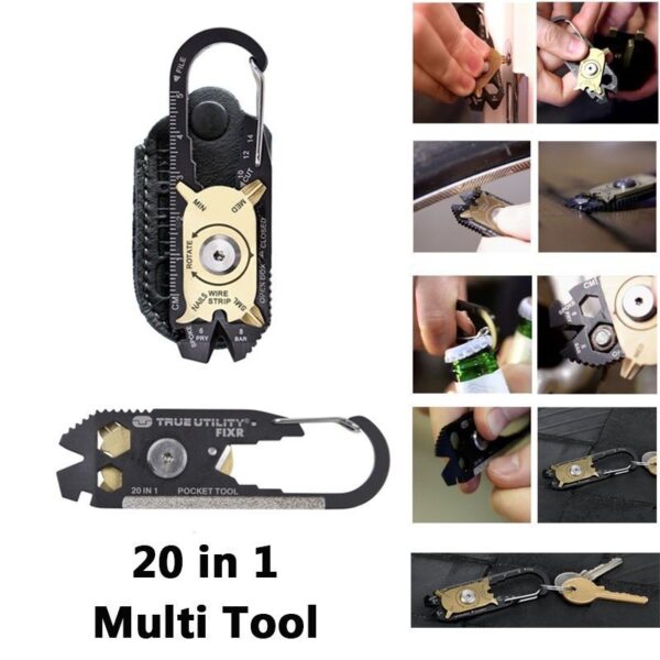 ເຄື່ອງມືປະ ຈຳ ພາກສະ ໜາມ Gadget Mini Portable Utility FIXR 20 In 1 Pocket Multi Tool Keychain Outdoor Camping Key 1