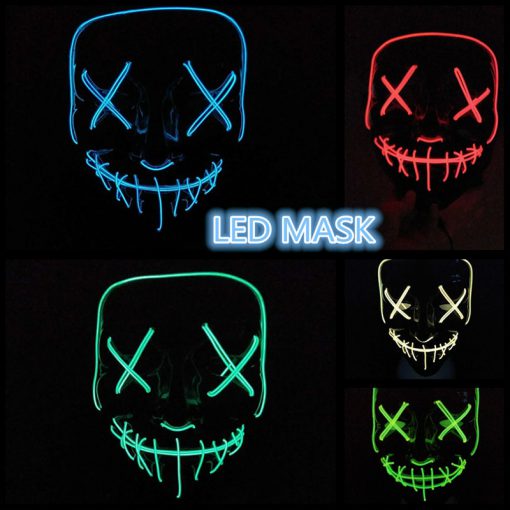 Halloween maska ​​LED lampice za osvjetljavanje Party maske The Purge Izborna godina Sjajne zabavne maske Festival Cosplay 4 510x510 1