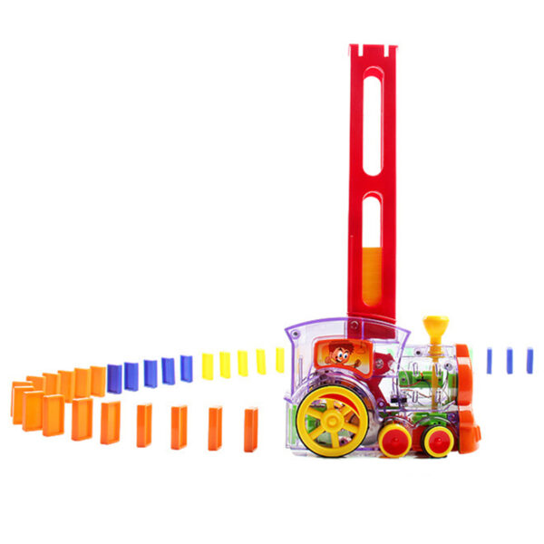 Vânzare fierbinte 60buc Domino Blocks Train Kit Motorized Set Up Domino cu cartuș de încărcare jucării 2