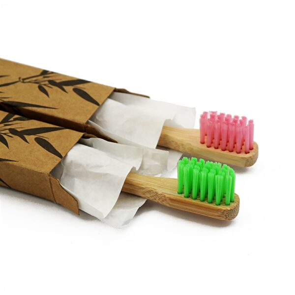 BAG-ONG Natural Bamboo Toothbrush Bamboo Charcoal Toothbrush Low Carbon Bamboo Nylon Wood Handle Toothbrush para sa mga Bata 4