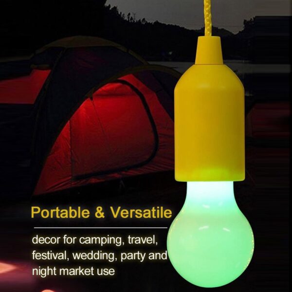 New Colorful Light Bulb Chandelier Portable LED Pull Cord Light Bulb Outdoor Garden Camping Hanging LED 2