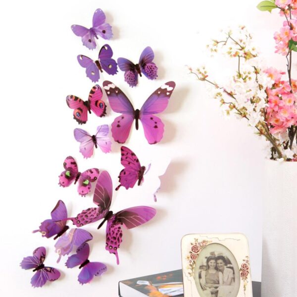 New Qualified Wall Stickers 12pcs Decal Wall Stickers Home Decorations 3D Butterfly Rainbow PVC Wallpaper for 4