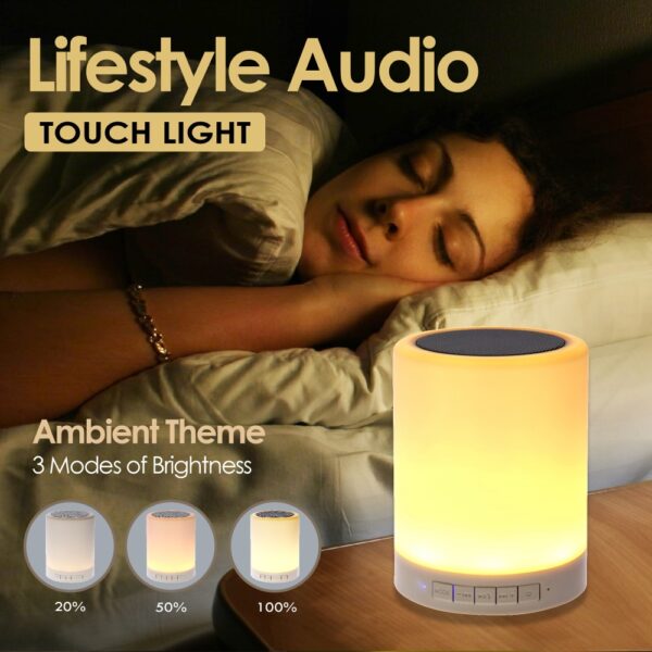 Night Light with Bluetooth Speaker SHAVA Portable Wireless Bluetooth Speaker Touch Control Color LED Bedside Table 1