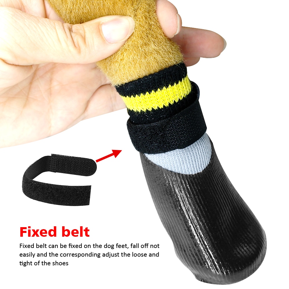 Outdoor Waterproof Dog Socks Rain Wear Non Slip Anti Skid Cotton Elastic Shoes with Fixed Belt 2