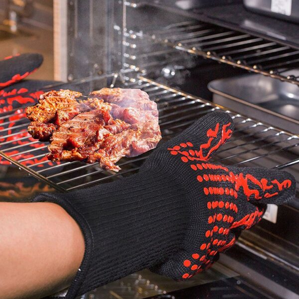 SDFC 1 Pair Heat Resistant Thick Silicone Cooking Baking Barbecue Oven Gloves BBQ Grill Mittens Dish 1