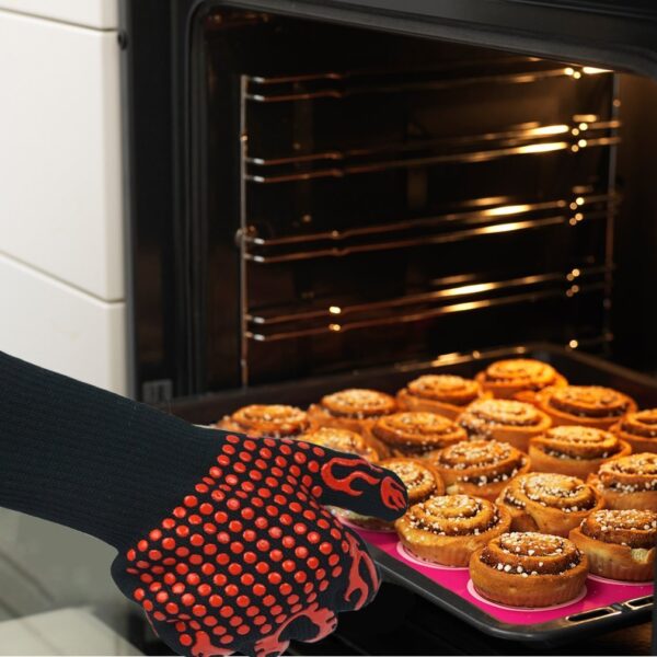 SDFC 1 Pair Heat Resistant Thick Silicone Cooking Baking Barbecue Oven Gloves BBQ Grill Mittens Dish 2