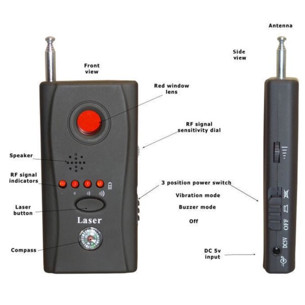 Topvico Full Range Anti Spy Bug Detector CC308 Mini Wireless Camera Hidden Signal GSM Device Finder 2
