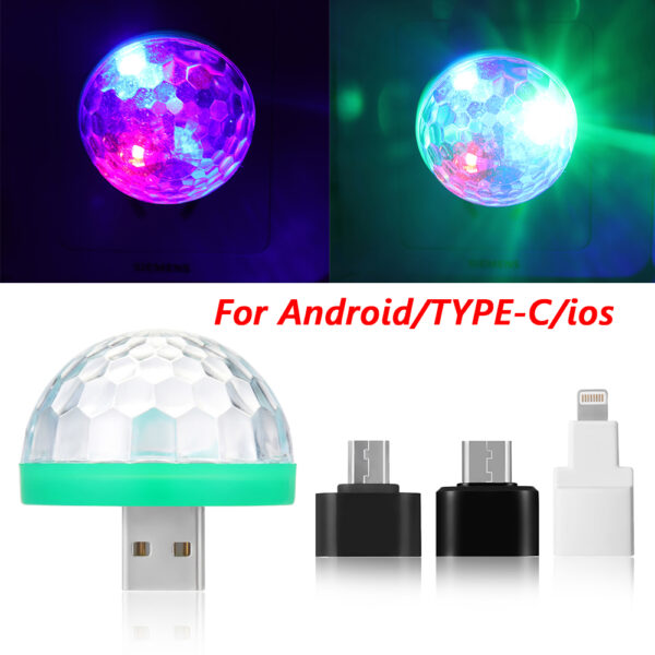 1PC Cool Mini Car USB Atmosphere Light DJ RGB Colorful Music Sound Lamp for USB C 2