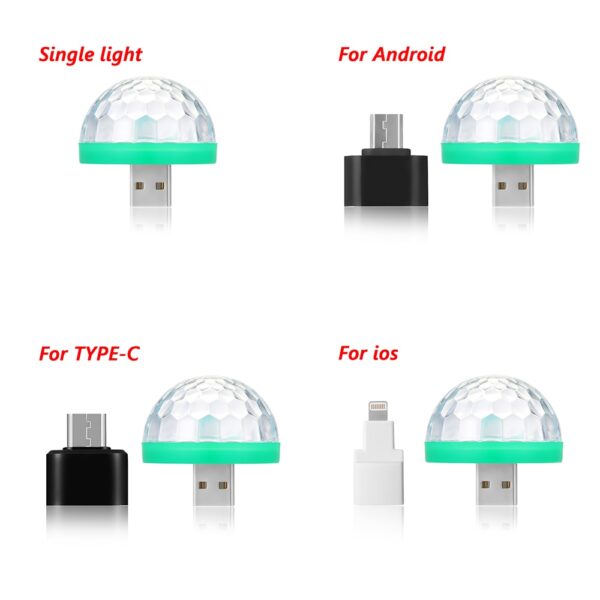 1PC Cool Mini Car USB Atmosphere Light DJ RGB Colorful Music Sound Lamp for USB C 3