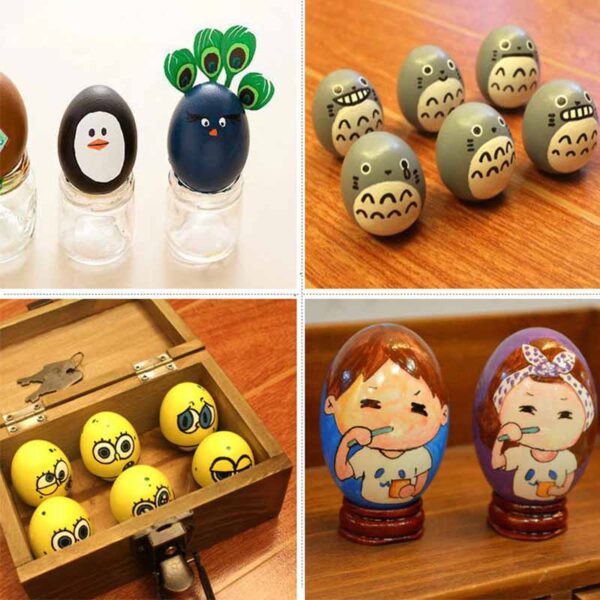 1PC Wooden Simulation Eggs Children s Toys DIY Creative Painted Prank Fake Egg Graffiti Infant Kitchen 3