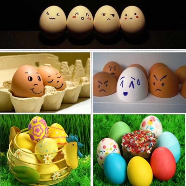 1PC Wooden Simulation Eggs Children s Toys DIY Creative Painted Prank Fake Egg Graffiti Infant Kitchen 4