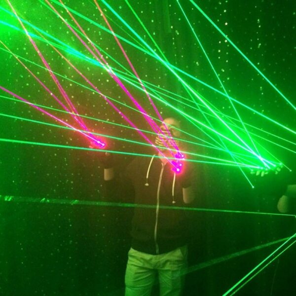 1ks červené zelené laserové rukavice pro taneční pódium Rukavice pro fázi předvedení lehké se 4 ks laserů a 2