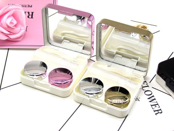 2018 colored Contact Lens Case With Mirror women Colored Contact Lenses box eyes contact lens container 4