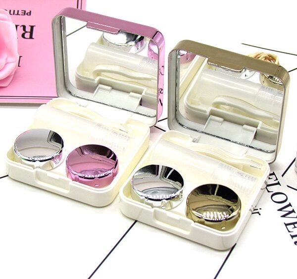 2018 colored Contact Lens Case With Mirror women Colored Contact Lenses box eyes contact lens container 4
