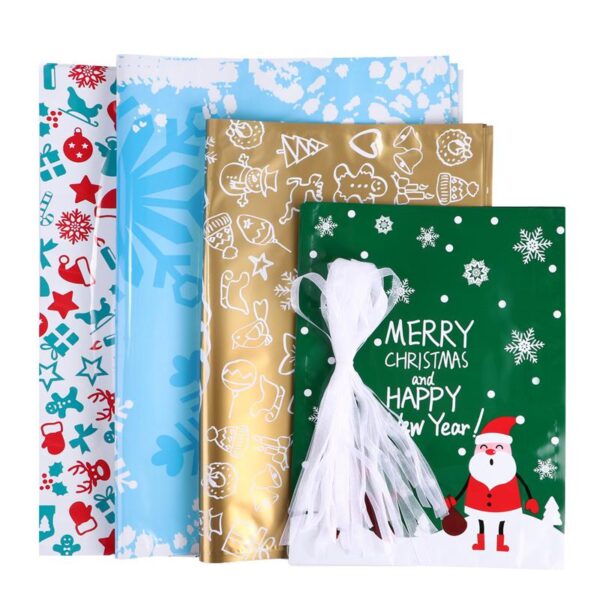 30PCS Nwèl Gift Bag Styles Asòti Drawstring Gift anbalaj Nwèl Goody Bag pou jou ferye a 2