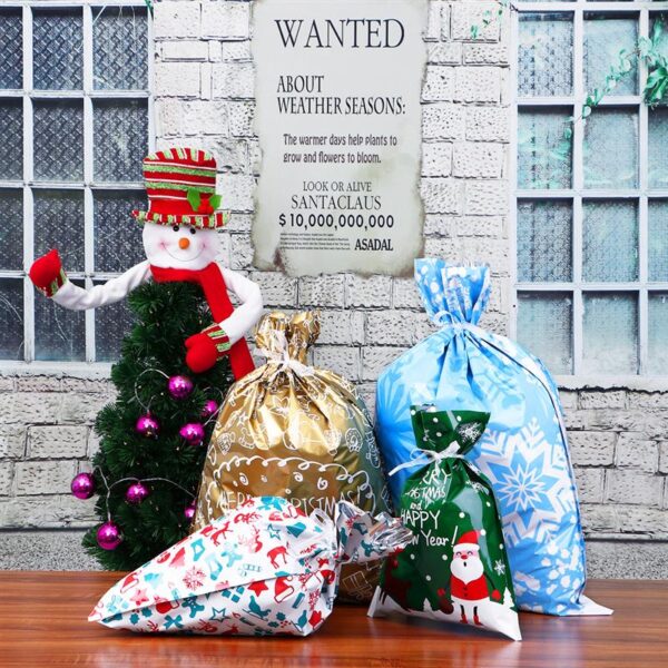30PCS Christmas Gift Bags Assorted Styles Drawstring Gift Wrapping Christmas Goody Bags for the Holiday 4
