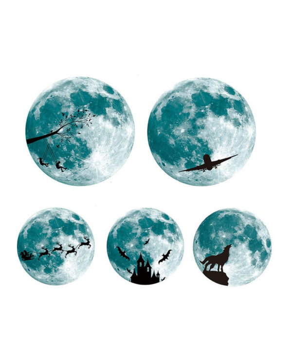 30cm 3D Glow star moon wall Stickers ho an'ny efi-jaza ho an'ny ankizy Decal Baby Bedroom Home Decor Color 1 2