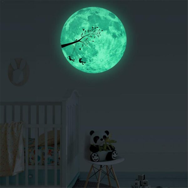 30cm 3D Glow irawọ oṣupa Awọn ohun ilẹmọ odi fun awọn yara awọn ọmọ Decal Baby Bedroom Home Decor Color 3